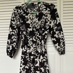 Talbots Black and White Long Sleeve Dress